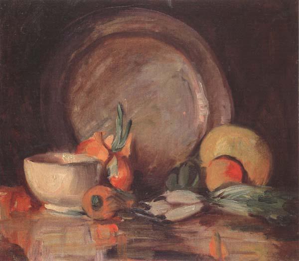 Percy Gray Still Life with Copper Plate and Vegetables (mk42)